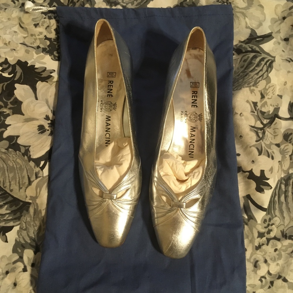 Vintage Rene Mancini handcrafted silver shoes